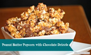 Peanut Butter Chocolate Drizzle Popcorn #peanutbutterandchocolate #dessert #holidaypartyfood