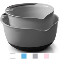 Gorilla Grip Original Mixing Bowls Set of 2, Slip Resistant Bottom, Includes 5 Qt and 3 Quart Nested Bowl, Dishwasher Safe, Grip Handle for Easy Mix and Pour, Baking and Cooking 2 Piece Set, Gray